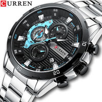 Pemasok Jam Tangan Pria Quartz Custom 8402, Stainless Steel, Tahan Air, Bercahaya, Kalender, Grosir, Jam Olahraga OEM ODM
