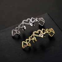Nouveaux Grillz pour dents en forme de cœur, grillz dentaires micro-incrustés de zircon, grillz unisexes à porter au quotidien