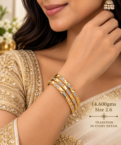 Brazalete de Oro de 24K, 14.60 Gramos, Hecho a Mano, Brazalete de Oro Elegante para Mujer, para Bodas, Joyería Tradicional India de Oro - Product Image 2