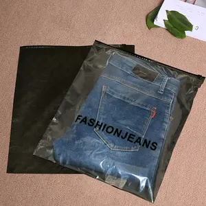 批发定制印刷标志透明塑料拉链滑块密封运输袋用于t恤包装