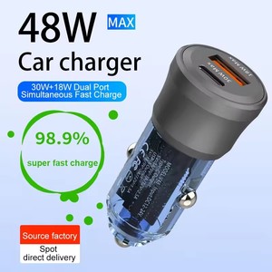 Nouvel adaptateur de <span class=keywords><strong>chargeur</strong></span> de voiture transparent PD18W QC3.0 30W à charge rapide, allume-cigare 48W Type C - Product Image 3