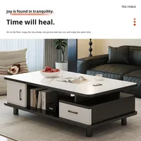 Nouvelle table basse en verre trempé de luxe haut de gamme 2025, petite table basse pour appartement, espace de rangement, style moderne simple, meubles de maison en pierre