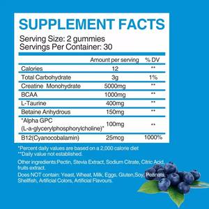 Gummies di Creatina Monoidrato Pre-Allenamento Sport Private Label OEM Energia Extra Forza Integratore da 5000mg per la Crescita Muscolare - Product Image 6