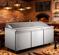 Table de préparation sous comptoir à 3 portes pour salades, pizzas, sandwichs, refroidissement par air, commande numérique