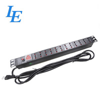 Smart 1U 19 pouces Rack Mount Protection contre les surtensions Unité de distribution d'énergie Prises 6/12 voies 10A CE ROHS Alliage d'aluminium certifié