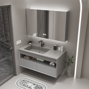 Ensemble de meubles de salle de bain modernes, meubles de salle de bain commerciaux, miroir, bois massif, ensemble de meubles de salle de bain <span class=keywords><strong>en</strong></span> gros avec lavabo - Product Image 4