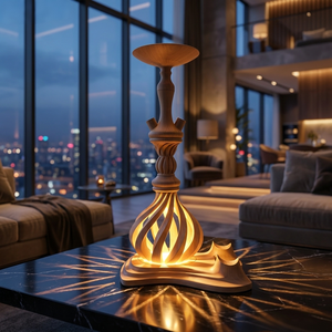 Chicha spirale innovante imprimée en 3D avec éclairage LED d'ambiance de luxe, design moderne en bois, pour clubs et décoration intérieure - Product Image 1