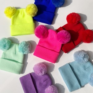 <span class=keywords><strong>Bonnet</strong></span> d'hiver personnalisé en tricot jacquard acrylique pour enfants, filles et garçons, avec double <span class=keywords><strong>pompon</strong></span>, idéal pour l'extérieur - Product Image 3