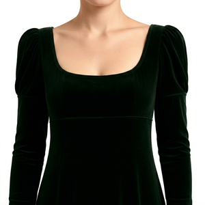 Vestido Largo de Terciopelo Real, Cuello Barco, Manga Larga, Elegante, Casual, Formal, para Fiesta de Noche, Suave y Lujoso, para Verano y Primavera - Product Image 1