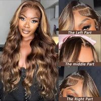 Perruques Lace Front Body Wave de 30 pouces en cheveux humains, blond miel ombré, densité 220, Lace Front HD 13x6