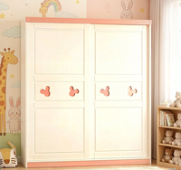 Armoire rose pour chambre à coucher, armoire pour filles, armoire à portes coulissantes pour appartement locatif, armoire à assembler