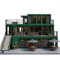 Bâtiment de café-restaurant en conteneurs à 3 étages, structure en acier modulaire, préfabriqué, projet EPC, OEM