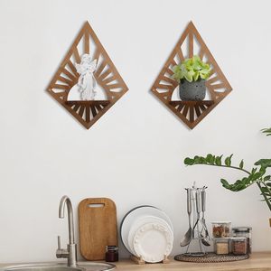 Étagères flottantes vintage style bohème mi-siècle moderne, porte-plantes en bois brun, fixation murale durable pour chambre d'enfant et salon - Product Image 5