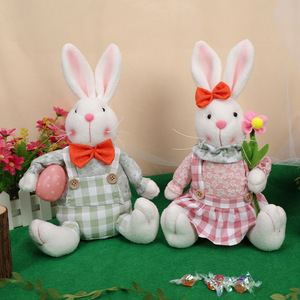Peluche Coniglietto Pasquale con Fiore e Uovo di Pasqua, Decorazione <span class=keywords><strong>per</strong></span> Casa e Feste - Product Image 3