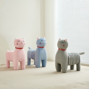 Taburete Infantil con Diseño <span class=keywords><strong>de</strong></span> Perro Caniche y Gato con Rayas Arcoíris, Base Antideslizante, para Dormitorio, Sala <span class=keywords><strong>de</strong></span> Estar y como Regalo - Product Image 3