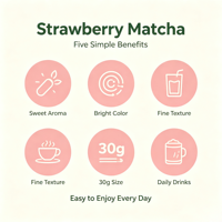 Poudre de Matcha Cérémonial Certifiée Marque Blanche OEM en Boîte de 30g, Poudre de Matcha Fraise en Boîte de 30g, Faible MOQ