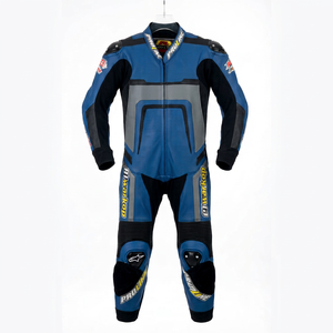 Combinaison de moto en cuir de vachette/canguro authentique Zuzuki pour homme, haute performance, 1 pièce, pour les journées sur circuit, la conduite, CE - Product Image 1