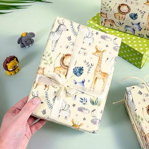 Papier couché à motifs d'animaux sauvages mignons, 5 mètres, original, pour fêtes de baby shower, anniversaires de bébé - Product Image 2