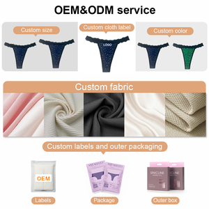 Culotte menstruelle sans rembourrage OEM, <span class=keywords><strong>string</strong></span> en dentelle, 4 couches, anti-fuite, antibactérienne, contrôle des odeurs, sans VPL, pour flux léger - Product Image 4