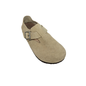 Unisex Genuine Leather Flats Buckle <b>Clogs</b> Cork Sole Slip-on Round Toe Casual Shoes for All Seasons - Product Image 5