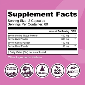 Capsules d'organes de bœuf pour soutenir l'énergie et la vitalité générale des femmes, 120 capsules, complément alimentaire à base d'organes de bœuf - Product Image 3
