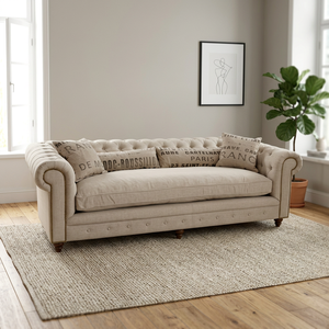 Sofá de Dos Plazas de Estilo Industrial y Contemporáneo Vintage, de Madera Maciza y Tela de Lona, para Sala de Estar de Villa - Product Image 2