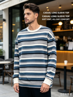 Chemise décontractée à manches longues pour homme - Motif uni - Mélange polyester/viscose - Marron moyen - Col rond