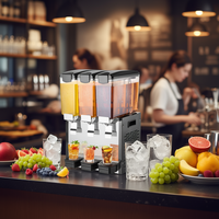 Dispensador de Bebidas Comercial de Acero Inoxidable de Grado Alimenticio, 10L X 3 Tanques, Máquina de Bebidas Frías con Refrigeración Eléctrica