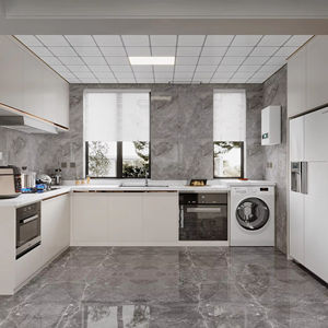 Современный кухонный шкаф с акриловой отделкой и островками, корзина для смесителя, другие аксессуары для кухонной мебели - Product Image 1