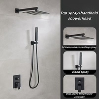 Set Shower Kamar Mandi Tersembunyi Model Eropa Modern, Chrome, Rainfall, Terpasang di Dinding, Bahan Kuningan, Laris Manis