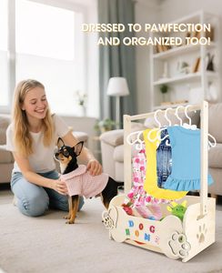 <span class=keywords><strong>Armario</strong></span> de Madera para <span class=keywords><strong>Ropa</strong></span> de Perros Pequeños, Guardarropa para Mascotas con Barra para Colgar, 10 Perchas, Estante para <span class=keywords><strong>Ropa</strong></span>, Almacenamiento de Juguetes - Product Image 6