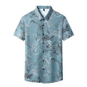 High-quality Ice Silk Thin Floral Men's Summer Casual Short-sleeved Shirt Loose American Style Trendy Hot-selling Wholesale - Product Image 4