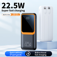 Batterie externe portable étanche de 20000 mAh avec charge rapide 22,5 W, affichage de la sortie 1A, idéale pour l'extérieur