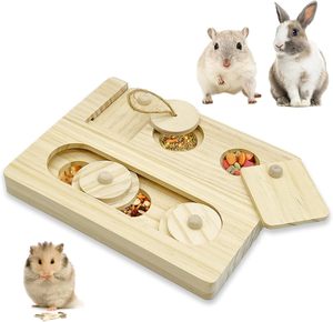 現代的な小動物用採餌玩具 - ウサギ用の隠れおやつ付きインタラクティブ木製嗅覚パズル（退屈解消） - Product Image 1