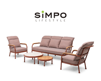 SIMPOLIFESTYLE Mobilier d'extérieur écologique haut de gamme COCO Lounger pour jardin, terrasse, hôtel, complexe, en aluminium, teck et tissu, pour salon