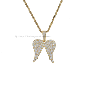 Wings Pendant, Hip Hop Jewelry <b>Copper</b> Inlaid Zircon Wings, Complete Pair of Wings Pendant - Product Image 1