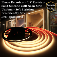 Bande lumineuse LED COB néon flexible 12V 24V 5M découpable et dimmable CE, RoHS IP67, ruban en silicone solide pour parc, hôtel, contour de bâtiment