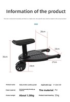 Poussette Bébé Personnalisable Pliable avec Roues Bleues Détachables, Planche à Main et Sièges pour Enfants de 3 Ans