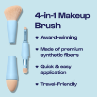 4 In 1 Logo pribadi dua sisi Mini portabel merah muda tunggal wajah campuran rias mata kosmetik kuas Travel Set kuas Makeup