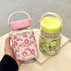 Gnmk Glass <b>Water</b> <b>Bottle</b> With Handle Portable Travel Mug For Tea And Coffee 500Ml Summer Office Use - Product Image 3