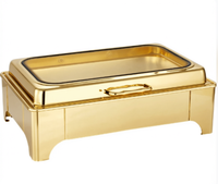 Réchaud de buffet en acier inoxydable doré 9L à pieds courts, ensemble de chauffe-plats, armoire de présentation Or/Argent/Noir/Marron