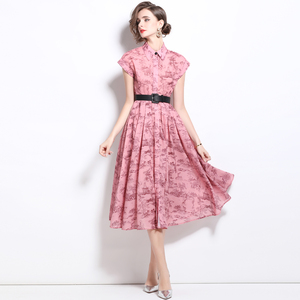 <span class=keywords><strong>Mode</strong></span> dames été nouveau élégant revers à manches courtes <span class=keywords><strong>grande</strong></span> <span class=keywords><strong>taille</strong></span> robe Boutique <span class=keywords><strong>vêtements</strong></span> pour femmes en gros - Product Image 3