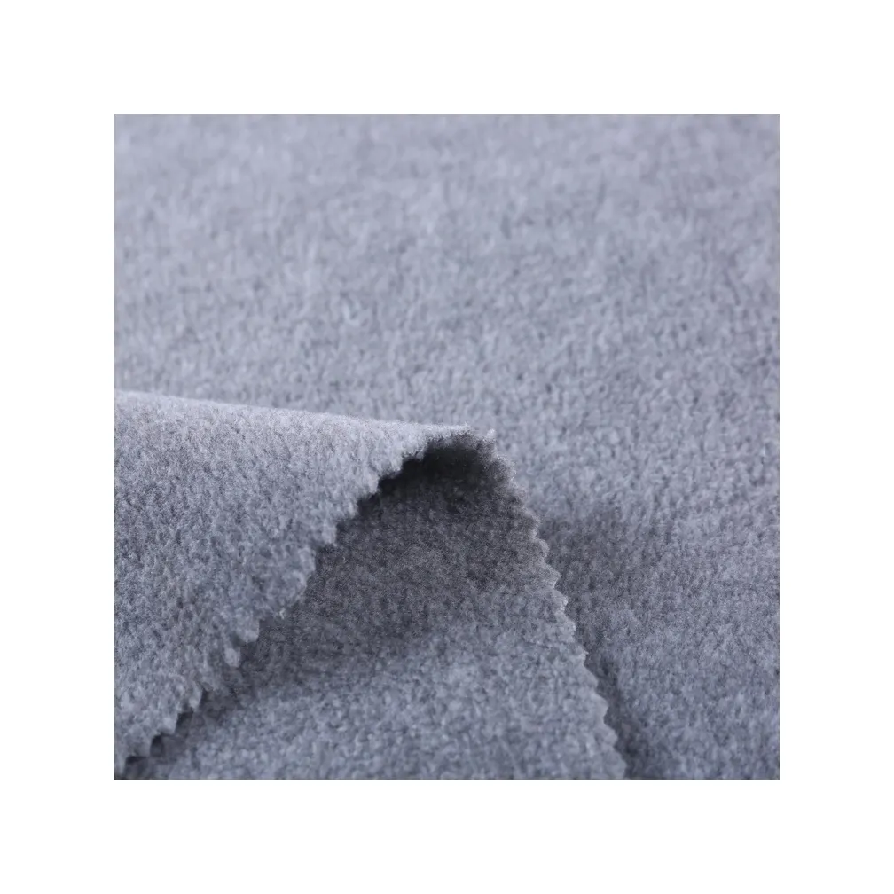 Phổ Biến Ánh Sáng Màu Xám Fancy Dệt Kim Mua Polar 100 Polyester Melange Fleece Vải