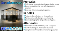 Vitrine d'exposition en aluminium robuste sur mesure avec éclairage LED, étagères réglables, écologique, pour magasin de détail et salle d'exposition