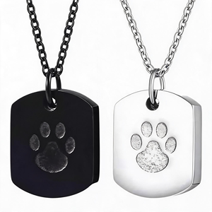 Kalung Urn Cetak Jejak Kaki Tahan Air, Liontin Kremasi Anjing dari Baja Anti Karat untuk Abu Hewan Peliharaan - Product Image 1