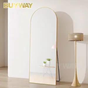 Arch Metal Framed Custom Hung Dressing Mirror With Standing Leaning Against Holder Hanging Wall Mirror Full Length Floor Mirror