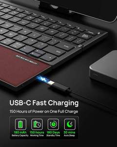 Fast Delivery Ultra Thin Portable Silent Rechargeable Wireless Bluetooth Folding <b>Keyboard</b> with Touchpad for Tablets - Product Image 3