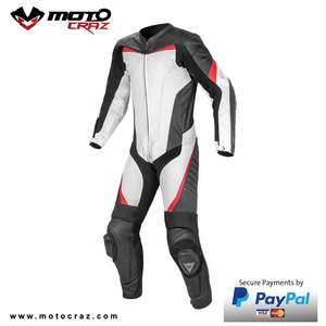 Traje de carreras de cuero para motocicleta, personalizado, de cuero, en blanco y negro - Product Image 5