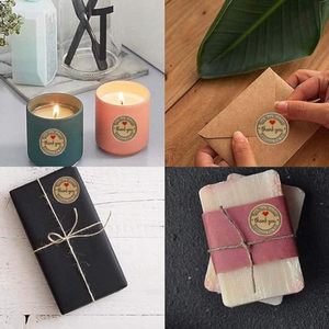 Autocollant rond personnalisé en papier kraft, conception gratuite, autocollant de remerciement pour étiquettes, scellage d'enveloppes de mariage, 500 pièces/rouleau, prêt à être expédié - Product Image 2