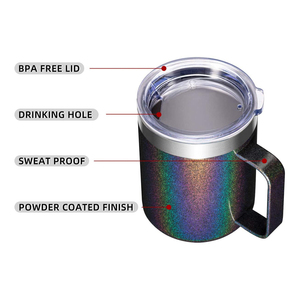 Tazas de Café Personalizadas con Diseño de Arcoíris, 12 oz, Doble Pared, Acero Inoxidable, Aisladas, Térmicas, con Asa y Revestimiento Cerámico - Product Image 5